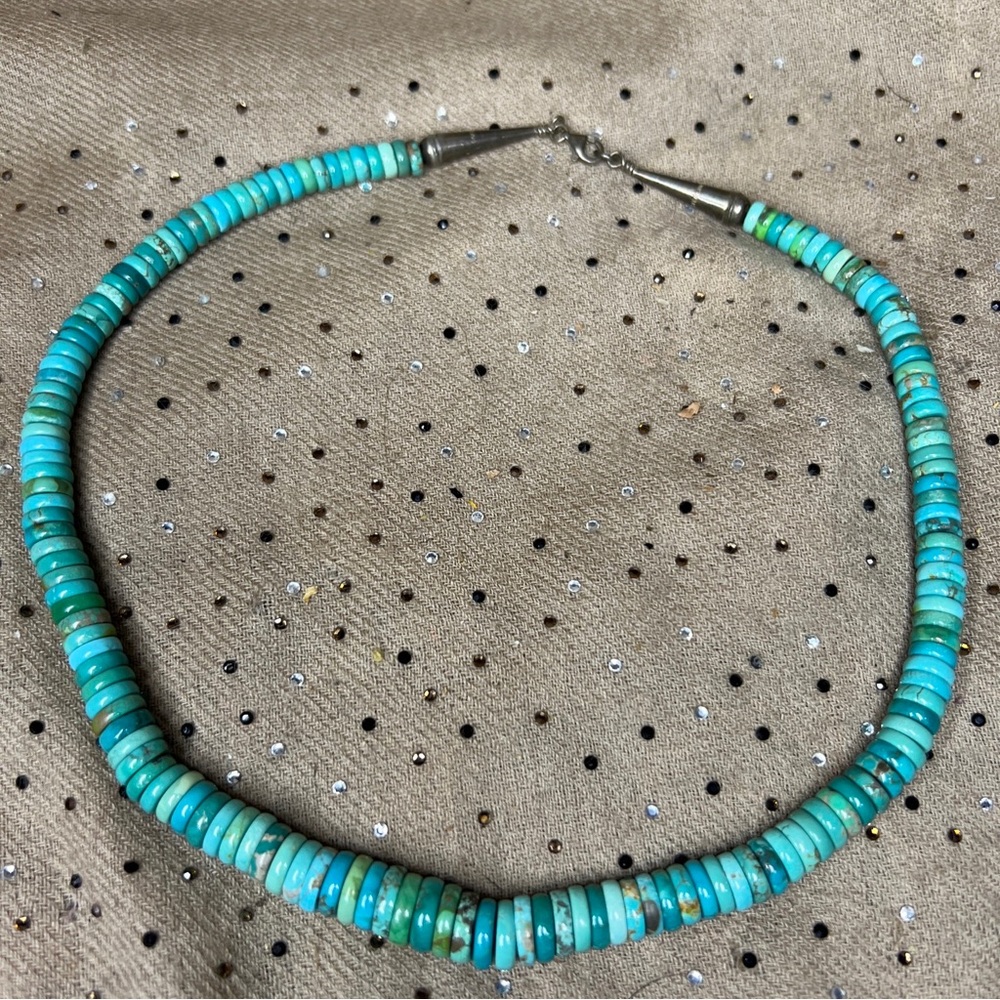 Vintage heshi Turquoise sterling silver necklace